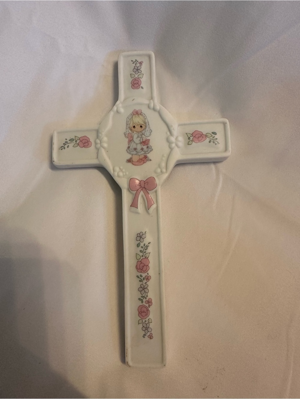 Vintage precious moments 1990 bride wall cross